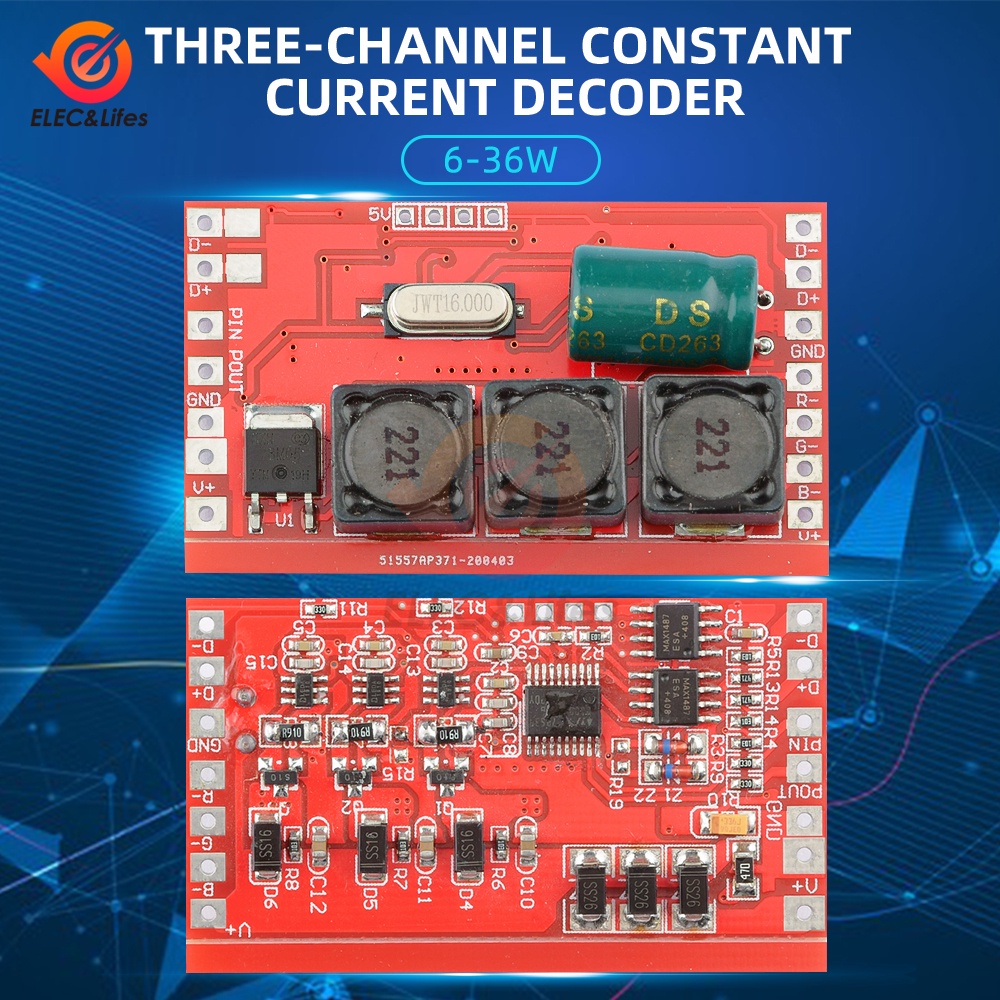 3 Channel DMX512 DM-100DC Constant Current Module 36W 600mA LED Driver ...