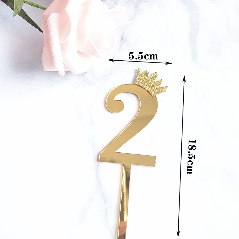 Acrylic Glitter Crown Numbers Happy Birthday Cake Topper Wedding Cake ...