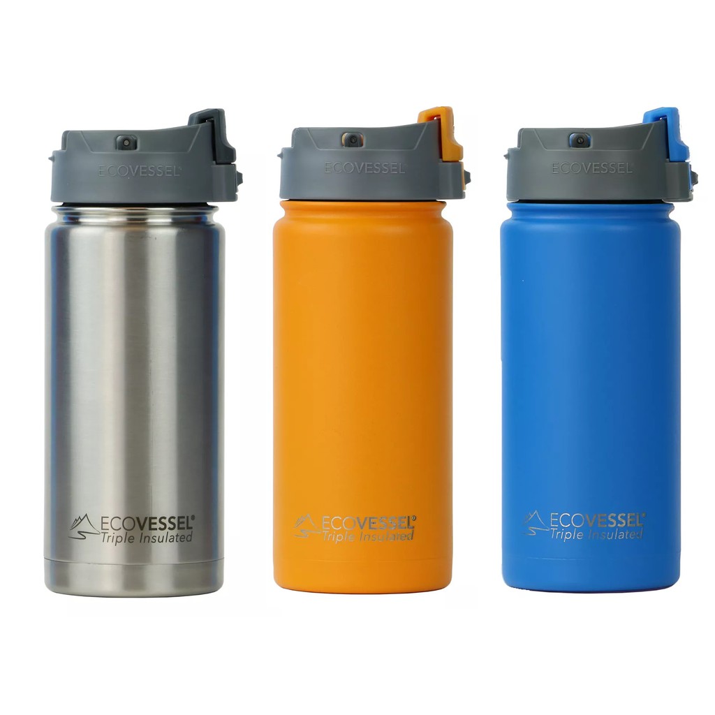 EcoVessel PERK Trimax Flip Top 16oz Insulated Stainless Steel Coffee ...