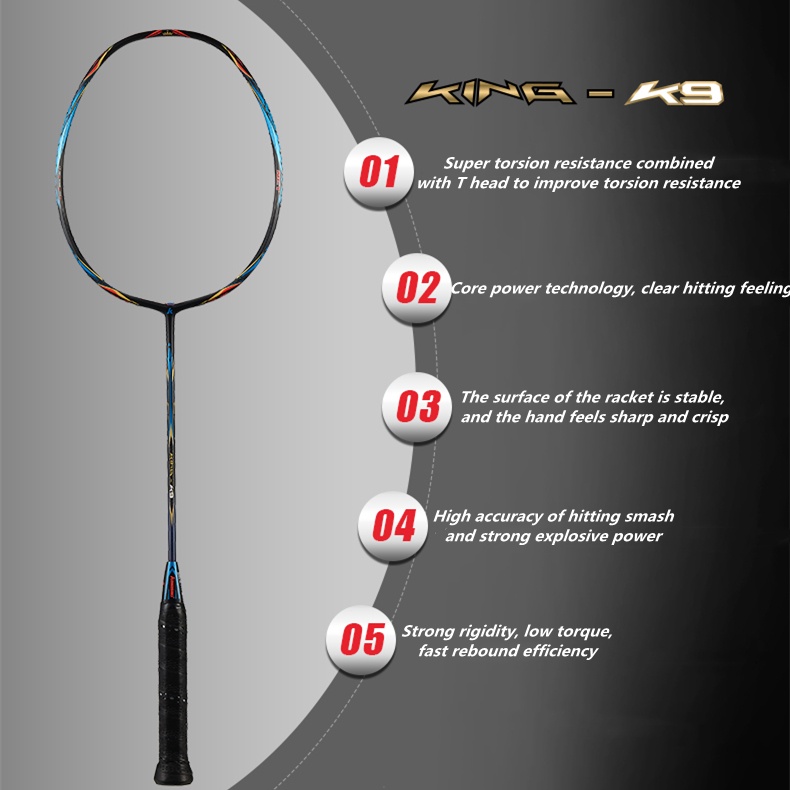 Kawasaki Badminton Racket King K9 46t Professional Full Carbon Ultra ...