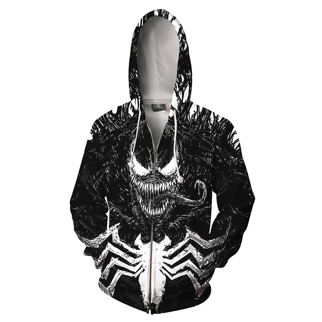 New 3D Printed Jacket Venom Hoodies Fashion Casual Sweatshirts Cosplay  Costume Fitness Clothing