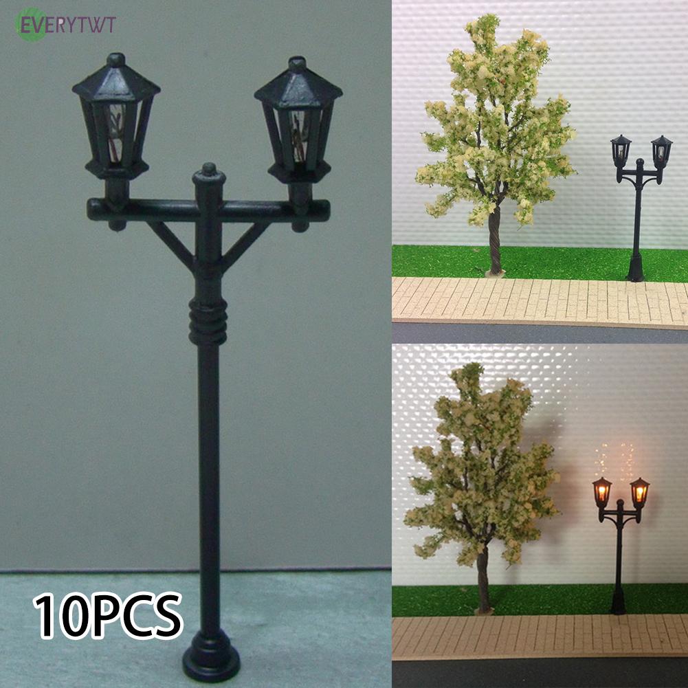 EVER*~10Pcs Model Street Lights Scale 1:100 Railway LED Lamppost Patio ...