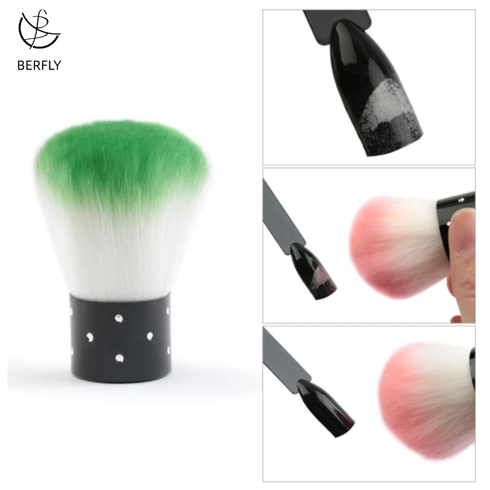Berfly Soft Nail Duster and Cleaner Brush Mini Stainless Steel Handle Remove Duster Cleaning