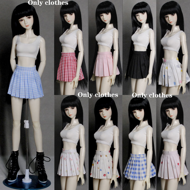 1: 6 Scale Figure T Shirt & Denim Shorts / Skirt Clothes For 12 female  Doll - Style1