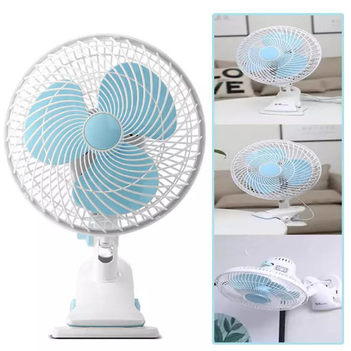 3 way Clip Fan Desk Fan (BLUE), Strong Airflow, Ultra Quiet Operation With  Box