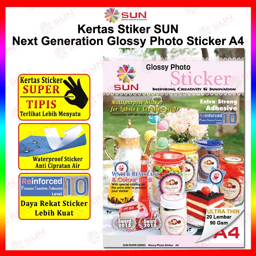 HP A4 Sticker Paper - SUN NG Glossy Photo Sticker Ultra Thin, 90 Grams ...