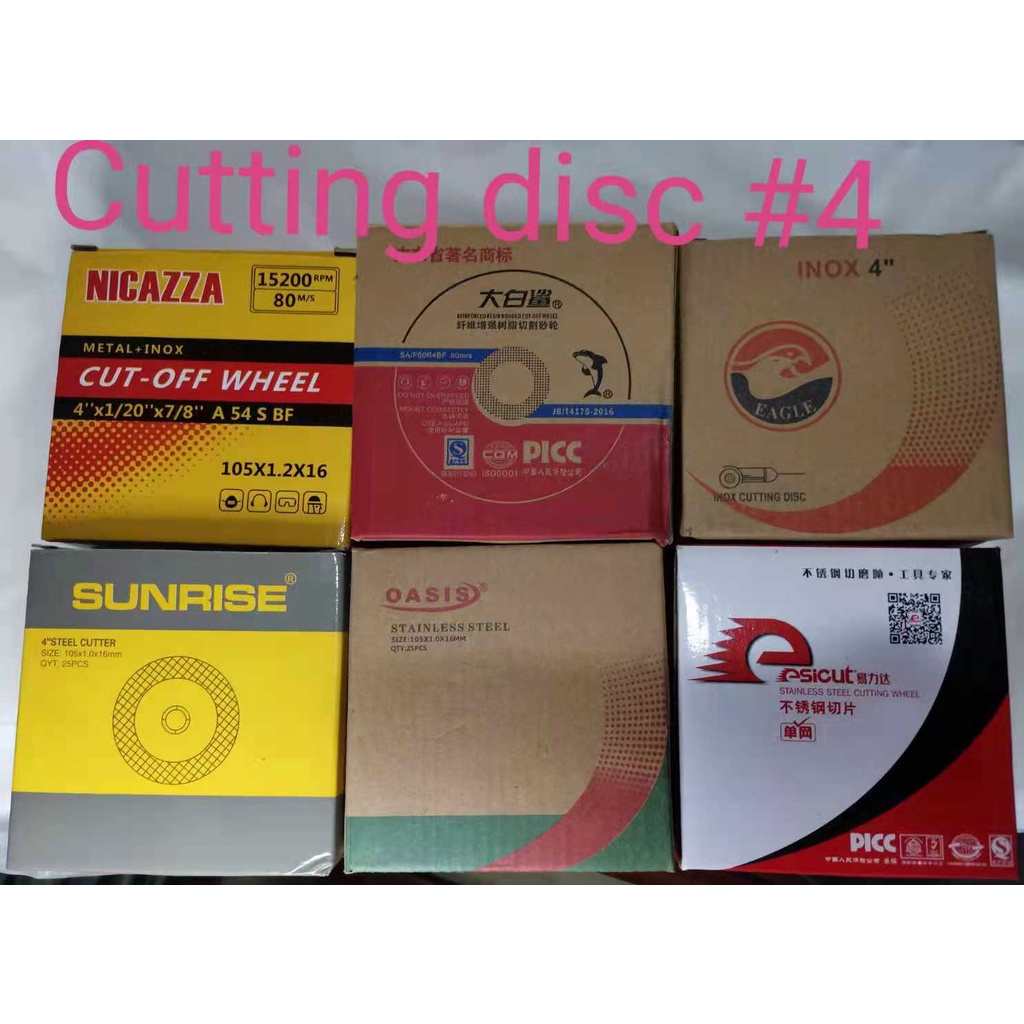 cutting disc 4" (SUNRISE, OASIS, EAGLE, NICAZZA, BIG WHITE SHARK,ESICUT