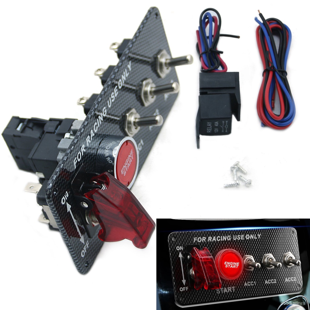 thumbnail image 2 of 12V Racing Car Ignition Switch Panel Engine Start On/Off Push 2 of 14