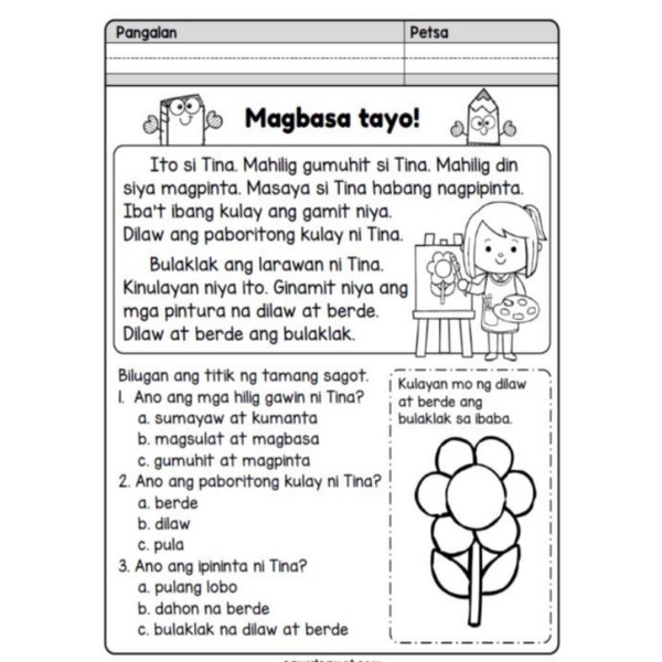 Filipino Reading with Comprehension ( 25 PAGES:FREE BOOKBIND) | Shopee ...