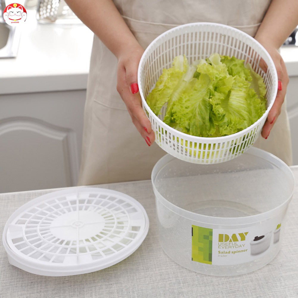 Plastic Large Salad Spinner Leaf Dryer Lettuce Vegs Drainer Dressing Herb  Water