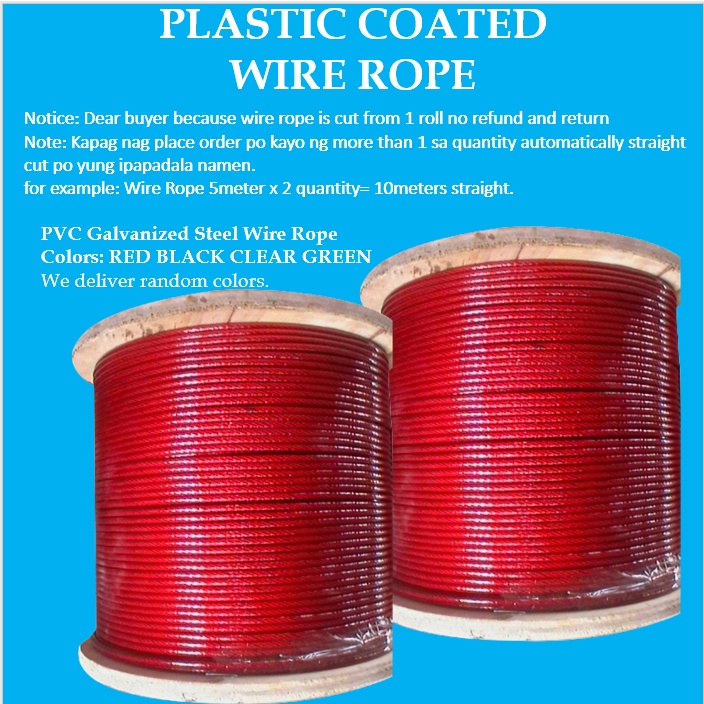 2mm PVC -10m-30m Plastic Coated Galvanized Steel Wire Rope Cable Wire ...