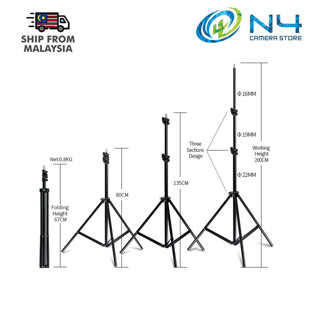 Light Stand Studio Stand (2 Meter) (2.8 Meter) (3 Meter) 6.6ft stand ...