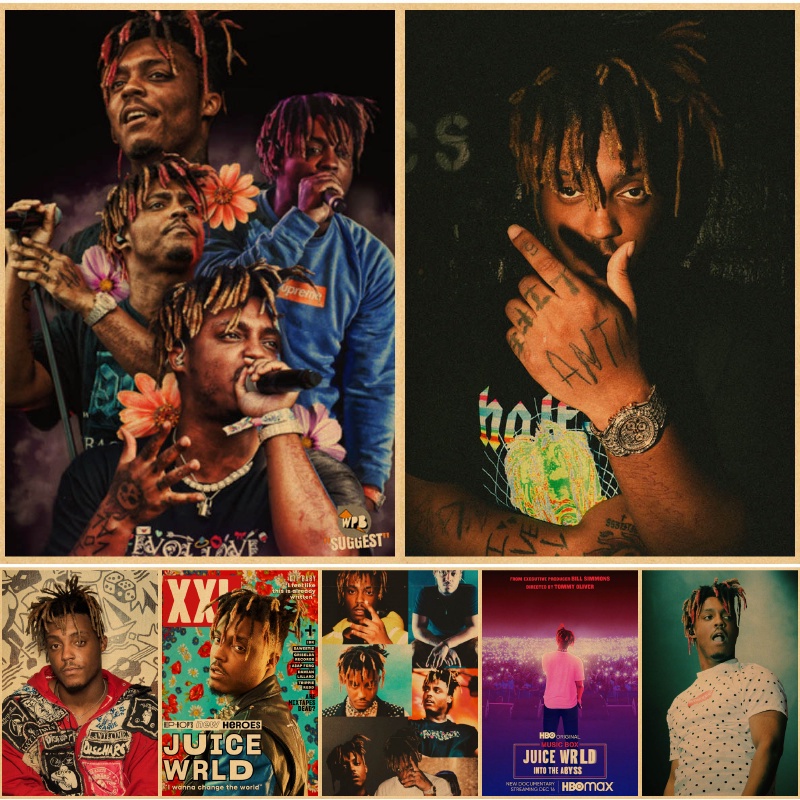 Hip Hop Raper Poster Juice Wrld Posters Retro Kraft Paper Vintage Room ...