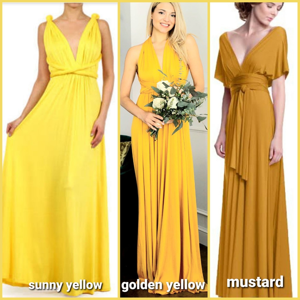 Infinity dress SUNNY YELLOW GOLDEN YELLOW MUSTARD SMall to semilarge COD Shopee Philippines