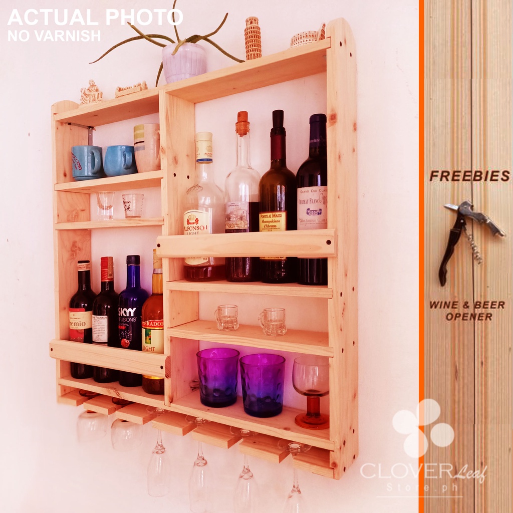 Wall Mounted Wine, Glass, Mug Rack/Shelves. ( 6 wine glass, 8 wine