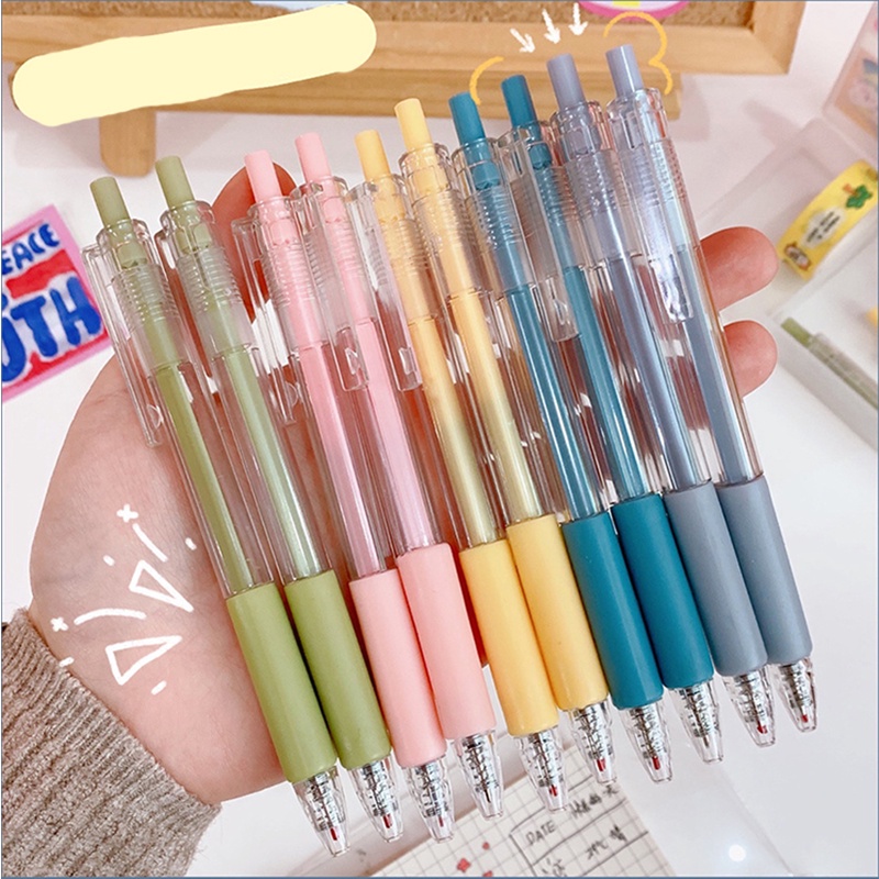 Press the gel pen 0.5mm signature pen Macaron Morandi color black pen ...