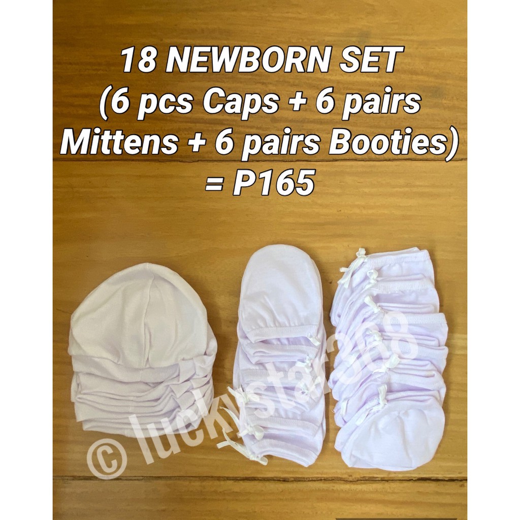18 pcs newborn set (6 pcs infant cap + 6 pairs mittens + 6 pairs ...