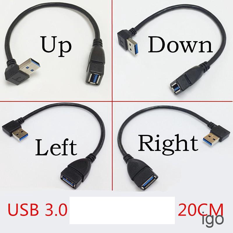 Usb 30 Angle 90 Degree Extension Cable Male To Female Adapter Cord Data Shopee Philippines 