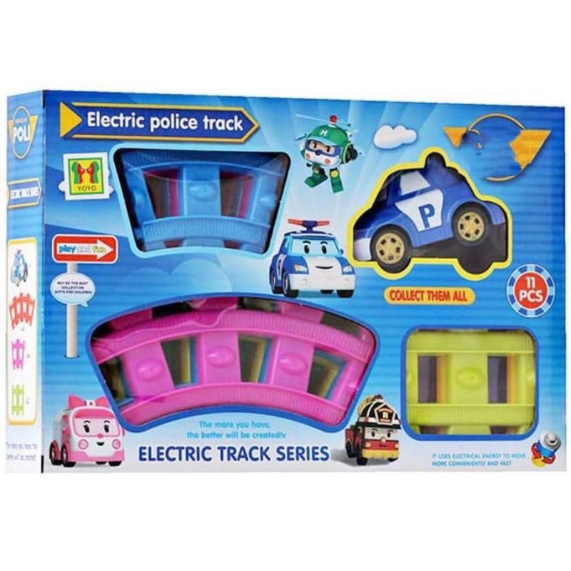 Electric rail Poli car Poli Track scene parking lot puzzle assembled