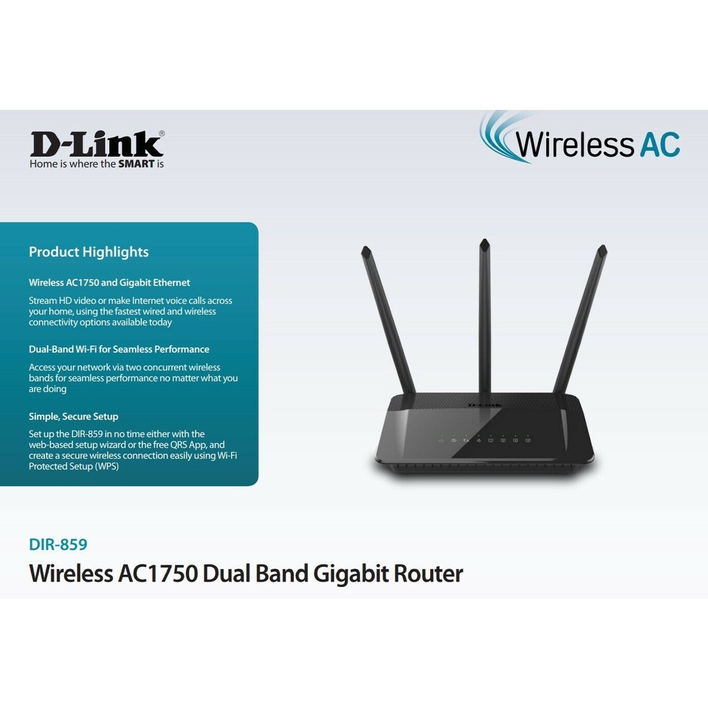 DLink DIR859 AC1750 Wireless DualBand Gigabit Router (Unifi, Maxis