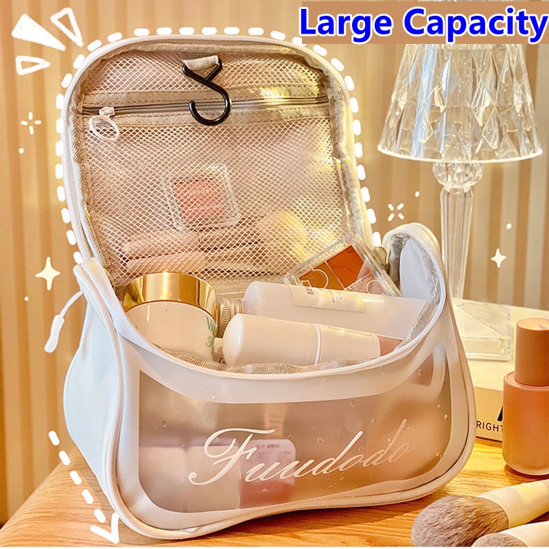 Korean Fashion Travel Organizer Portable Cosmetic Bag Hanging PVC Clear  Makeup Pouch Large Capacity Toiletry Wash Bag
