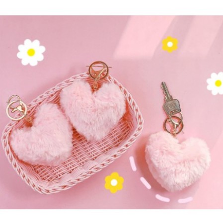 J.N.S_fashion Pom Fairy Dust heart shape Ladies Bag Pendant Fur ...