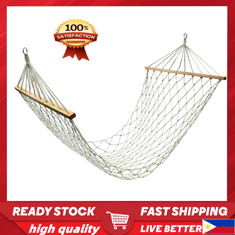 Wooden pole cotton rope hammock bed travel camping picnic sleeping