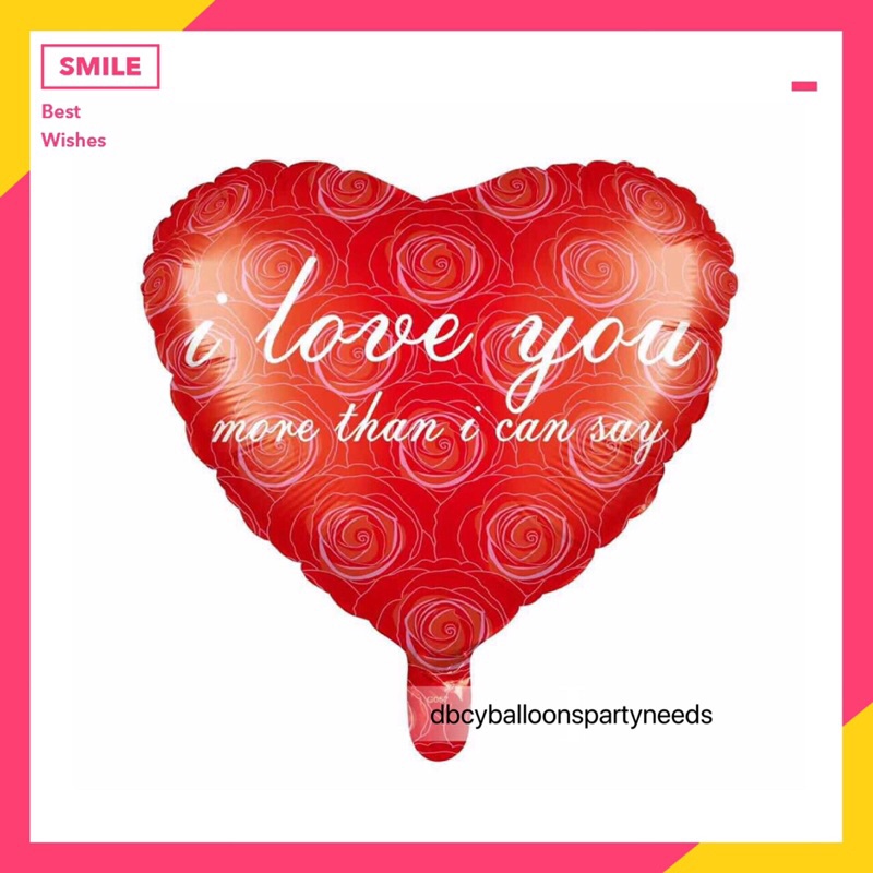 i love u 18inch heart shape foil balloon birthday partyneeds wedding ...
