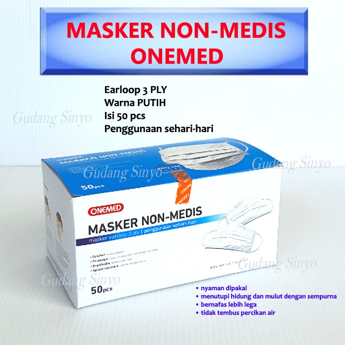 Onemed 3 Ply Non-medis Earloop Mask (white) | Shopee Philippines