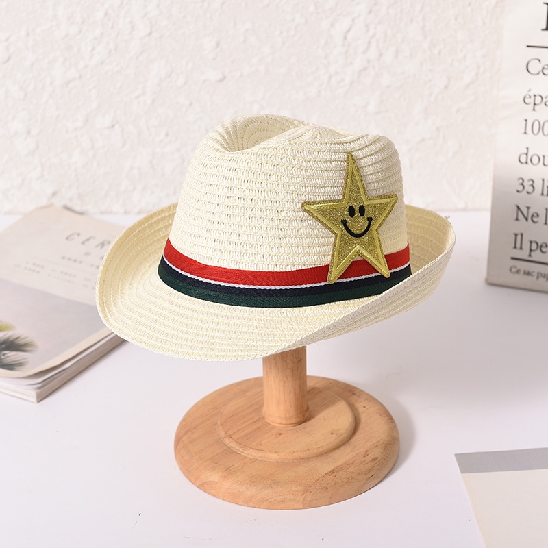 Summer Children's Star Jazz Straw Hat Baby Boy Beach Hat For Kids