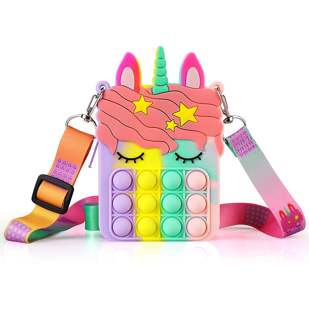 iBaby Pop It Bag For Kids Girls Fidget Toy Unicorn Bag Children Coin ...