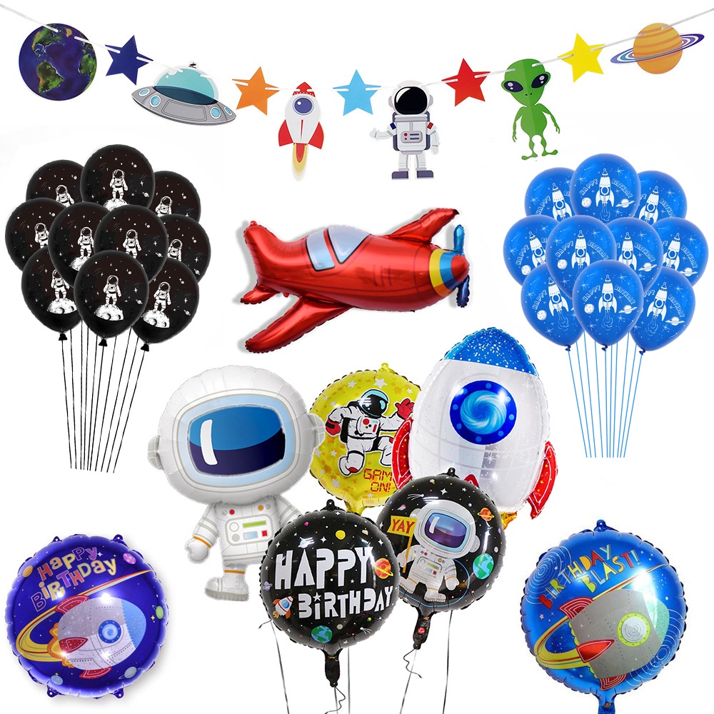 Spaceman Theme Balloons Cartoon Astronaut Rocket Aluminum Foil Balloon ...