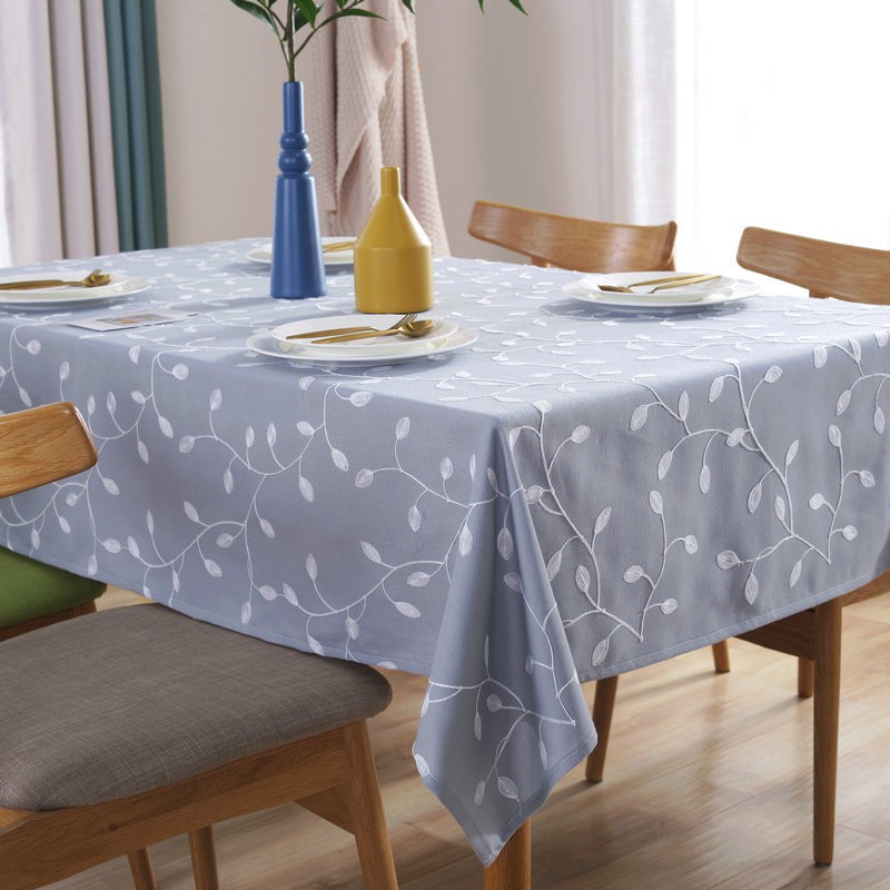 Modern Simple Embroidered Polyester Cotton Tablecloth Dustproof Table ...