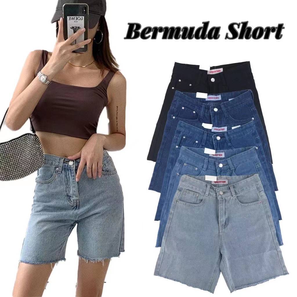 High waist Denim Bermuda Short Tokong Short 930 Shopee Philippines