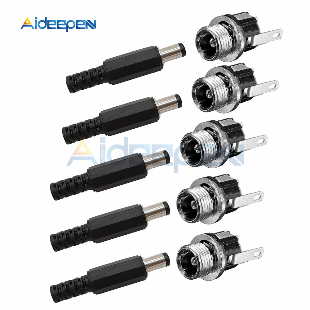 10PCS (5Pairs) 16V 1A 5.5x2.1mm Plastic Male Plugs DC-025M DC Power ...