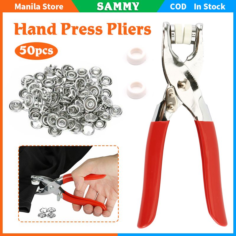 25 Sets 9.5mm Metal Prong Snap Buttons+Snap Pliers Hand Press Pliers