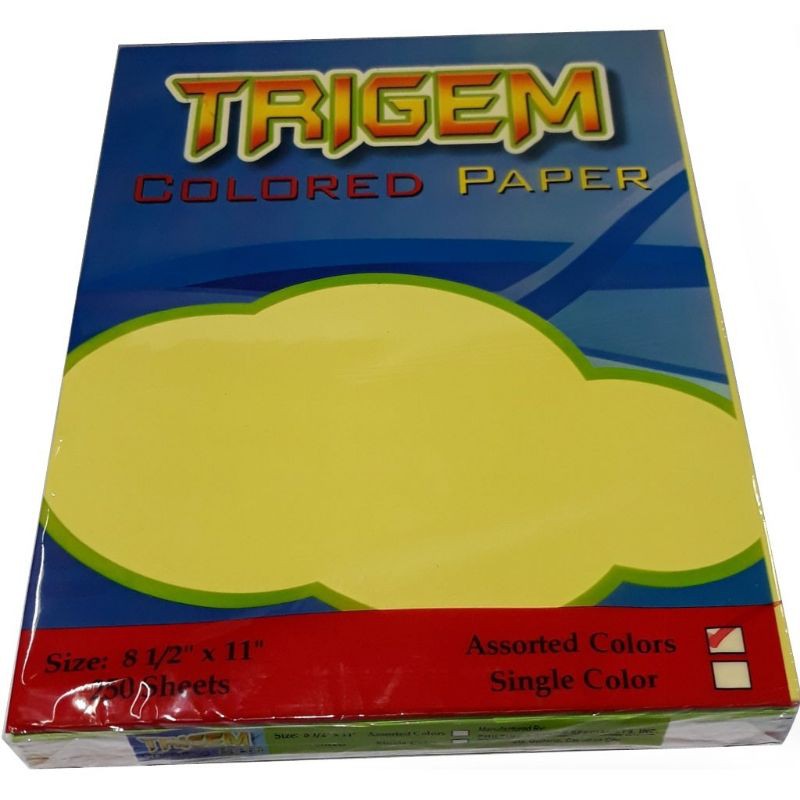 Trigem Colored Paper Assorted color 250 Sheets/Ream Shopee Philippines