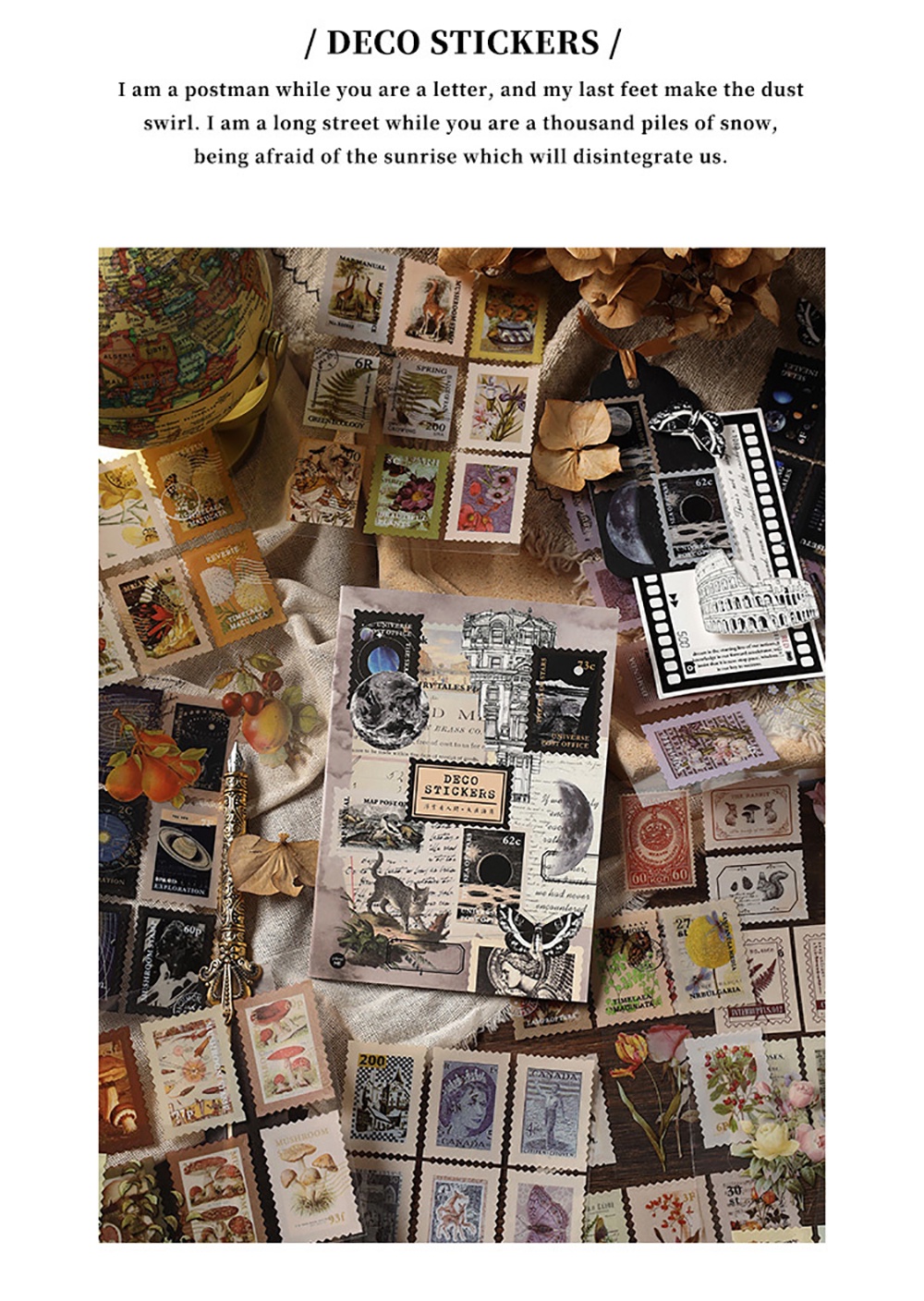 20 Sheets Vintage PET Stickers Book Diy Diary Decoration Plant Flower ...