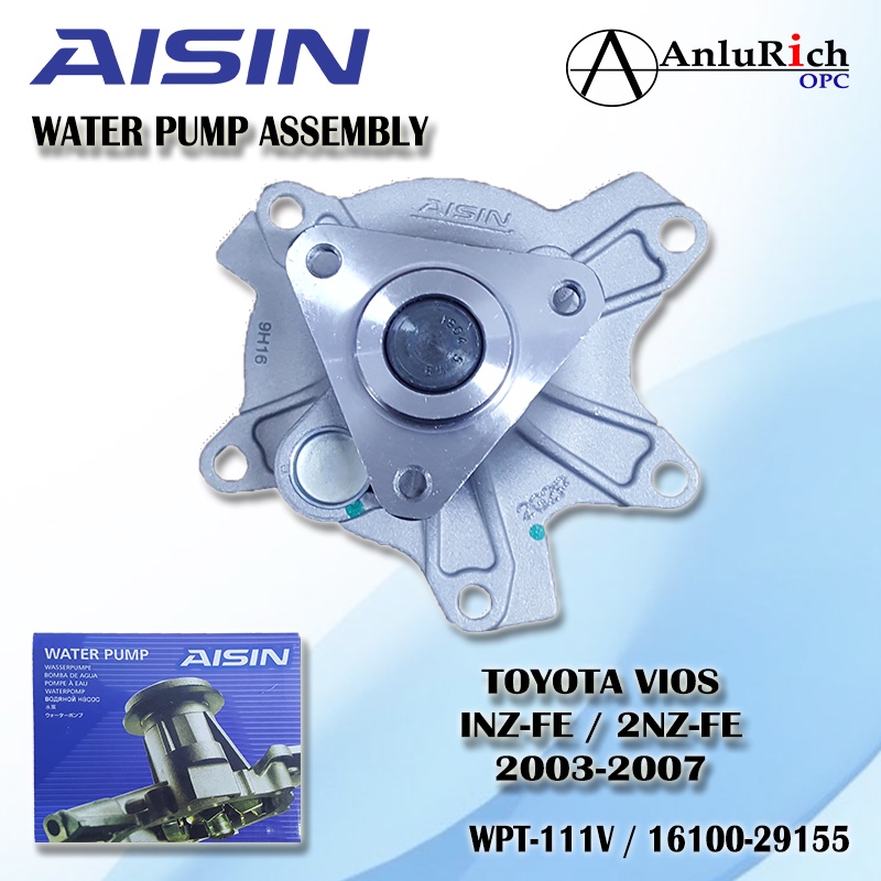 AISIN WATER PUMP ASSEMBLY VIOS 1NZFE/ 2NZFE 20032011 WPT111V oem