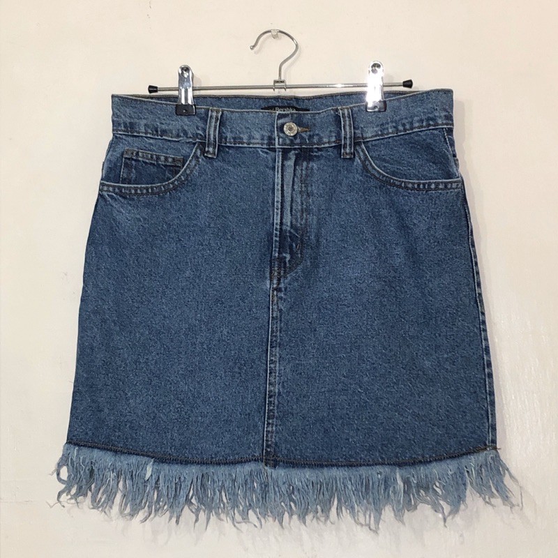 Bersha denim skirt with fringes | Shopee Philippines