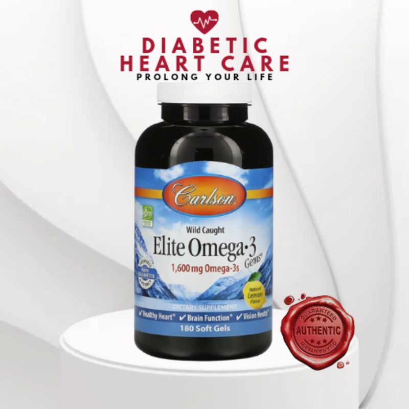 Diabetic Heart Care Carlson Labs Wild Norwegian, Elite Omega3 Gems, Natural Lemon, 800 mg