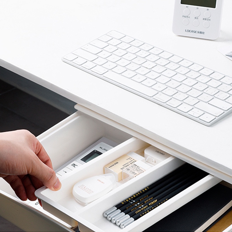 Under The Table Pull Out Drawer Space Saving Desk Organizer Office