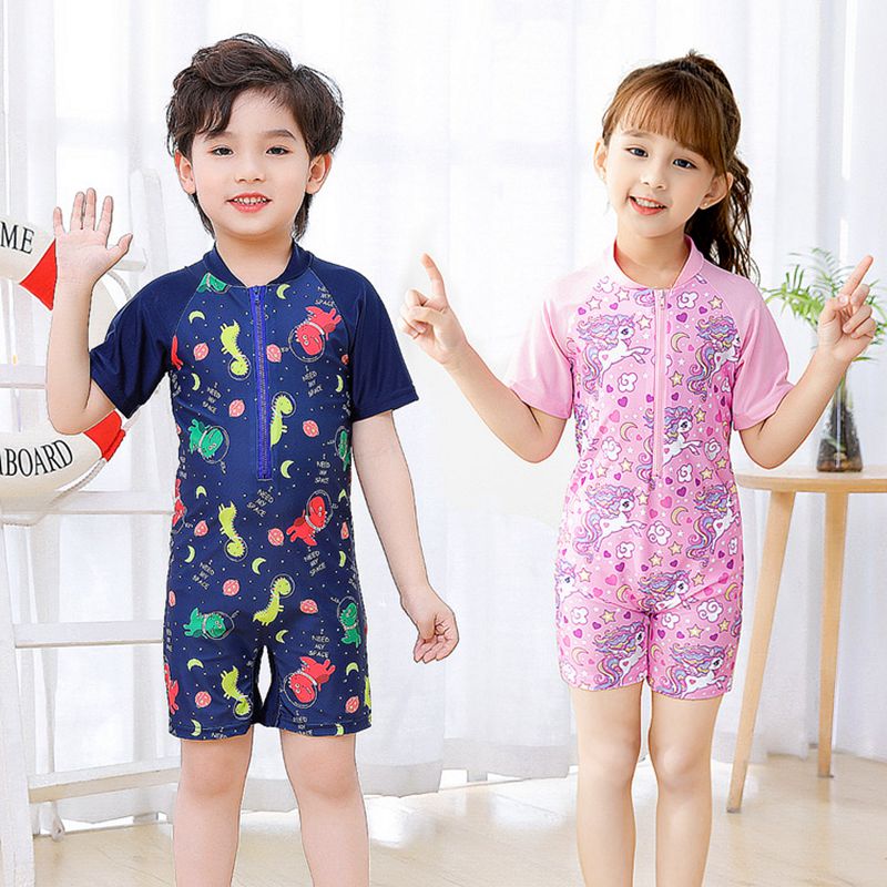 Cartoon Swimsuits for Kids 3-11Yrs Boys Summer Short Sleeve Print One ...