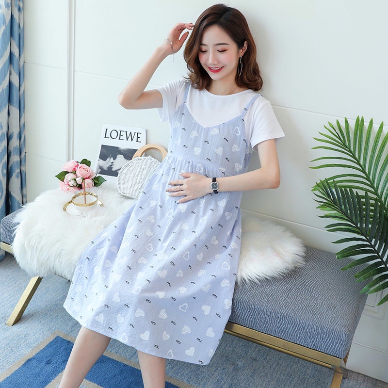 Maternity Dress Korean Fashion Plaid Casual Maternity Wear Plus Size ...