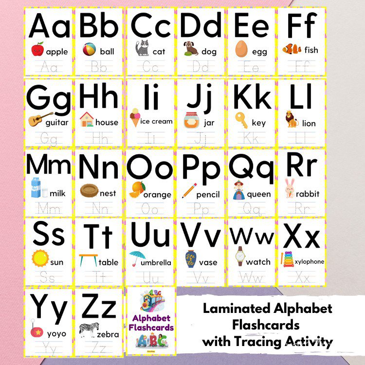 (NEW)Laminated Alphabet Flashcards with Tracing Activity/ 250 microns ...