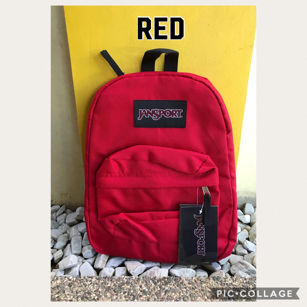 JanSport Plain Superbreak Backpack Bag Medium Red Shopee Philippines