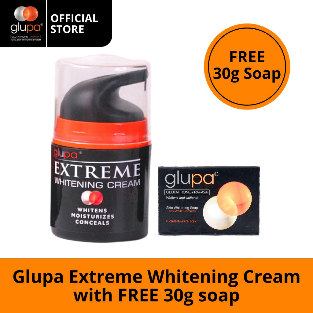 Glupa Extreme Whitening Cream 30g with FREE Glupa 30g soap