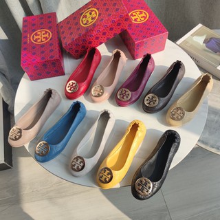 New Coming！！】Tory Burch Lady's 2023 Counter Latest Kira Series Two Colors  Soft Sheep Leather Flat Buckled Sandals