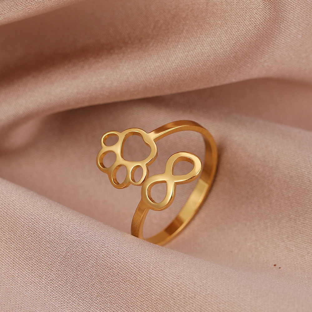 Stainless Steel Ring Trend Cartoon Dog Paw Infinity Symbol Fashion ...