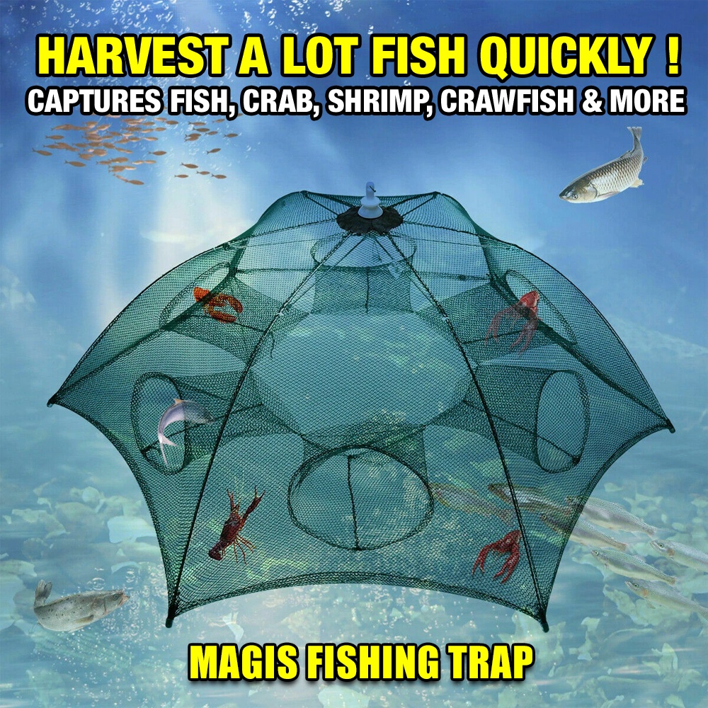 Magic Fish Trap - Umbrella Net Portable Fishing Net, Crab Fish Trap,  Foldable Fishing Bait Trap Cast